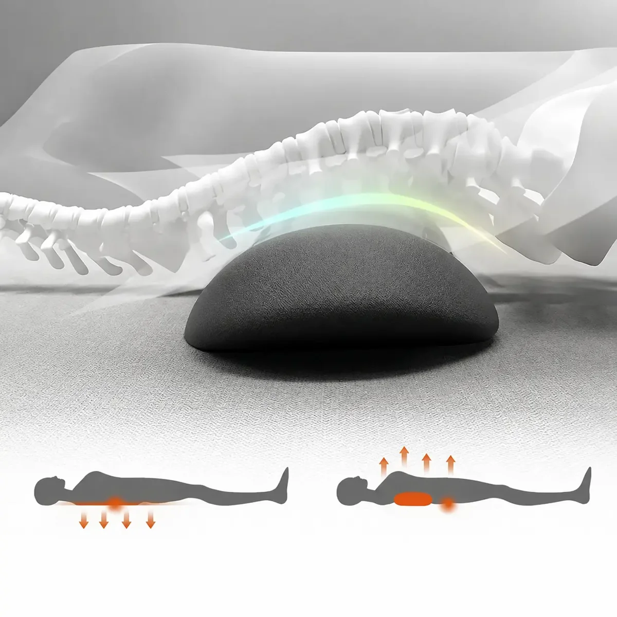 So unterstützt das CuroSleep Kissen die natürliche Krümmung der Lendenwirbelsäule